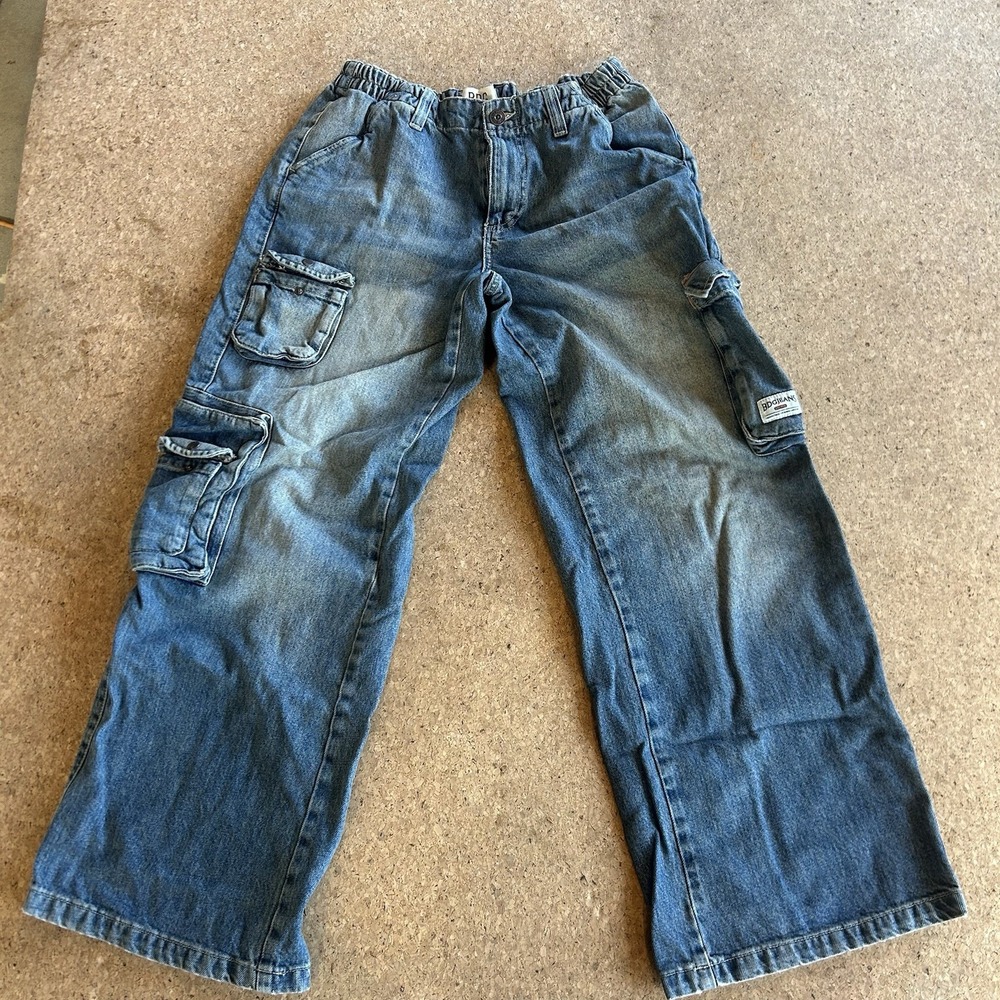 BDG Urban Outfitters Womens Wide Leg Cargo Jeans Size 31 Distressed Denim Low Ri